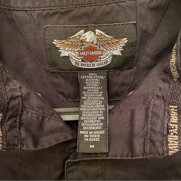 Vtg HARLEY-DAVIDSON Men Black Embroidery Button Long Sleeve Shirt Size Medium - Picture 5 of 8